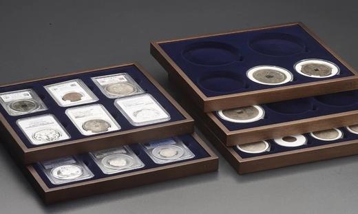 【实木泉匣】黑胡桃双层实木喷绒钱币收藏盒(SR) 商品图9