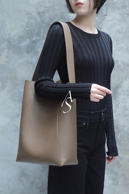 Benbysong咖色/绿色荔枝牛皮大号单肩包 商品图4