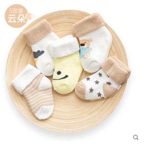 【袜子】*5双秋冬全棉可爱松口毛圈婴儿袜 新生儿宝宝0-1-3岁加厚保暖袜子 商品图0