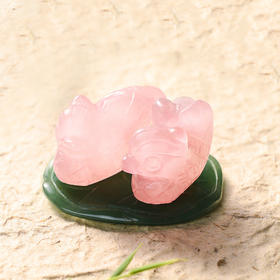 灵机吉品  粉晶鸳鸯摆件