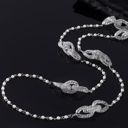 时光一百时尚环珠晶莹碎钻网状项链