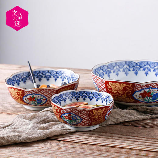 【文怡之选】日本进口陶瓷餐具 古伊万里钵碗 间取赤绘钵碗 饭碗 面碗 大面碗 三种规格可选 餐具 商品图8