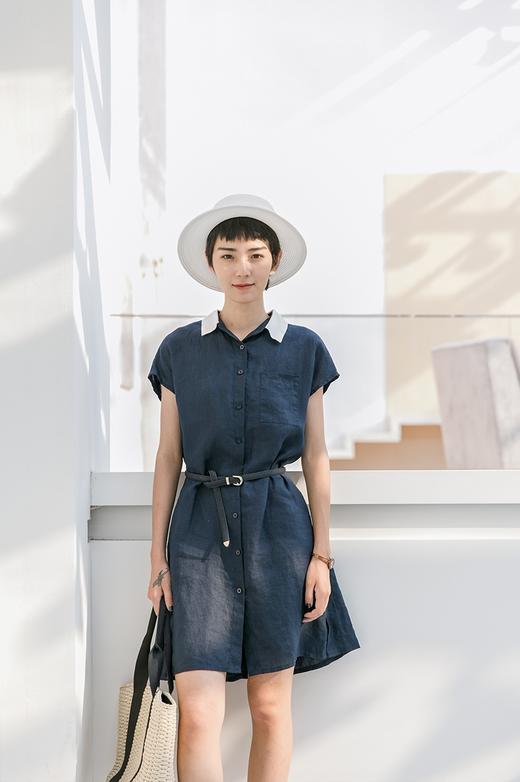 JIANG棉质短袖衬衫连衣裙2018夏装新款极简主义 商品图1