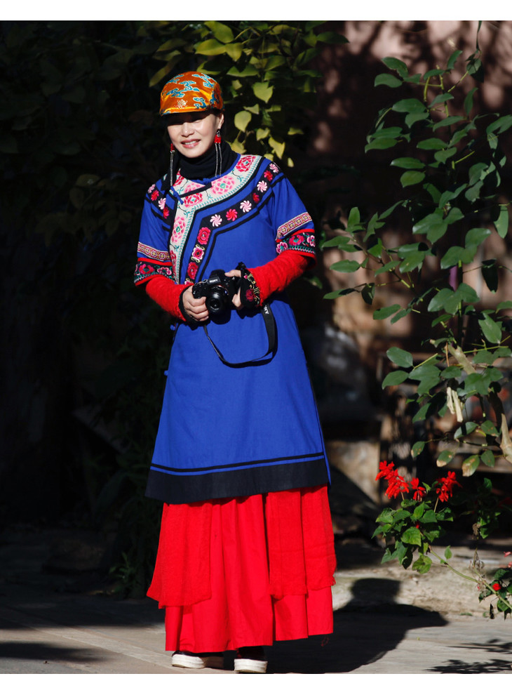 花制作改良苗衣知云贰新春款原创重工刺绣连衣裙中式斜襟袍子