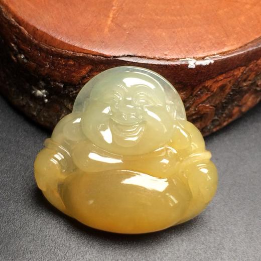 【80909】翡翠冰糯种黄翡俏色笑佛
