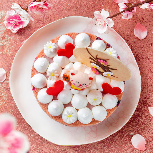 【桃之妖妖·招郎蛋糕】喵喵喵，桃花开~草莓轻芝士·牛乳慕斯 商品图3