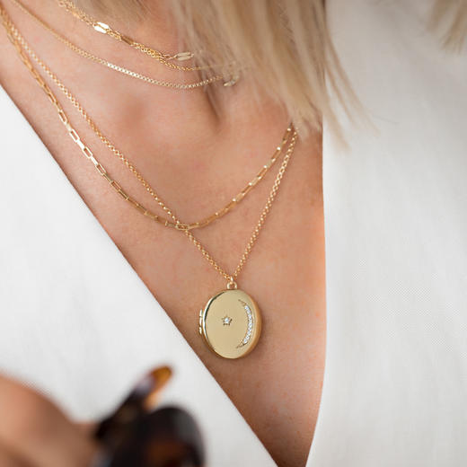 北京仓｜Leah Alexandra-Starmoon Locket-火彩锆石 项链［加拿大设计师］ 商品图0