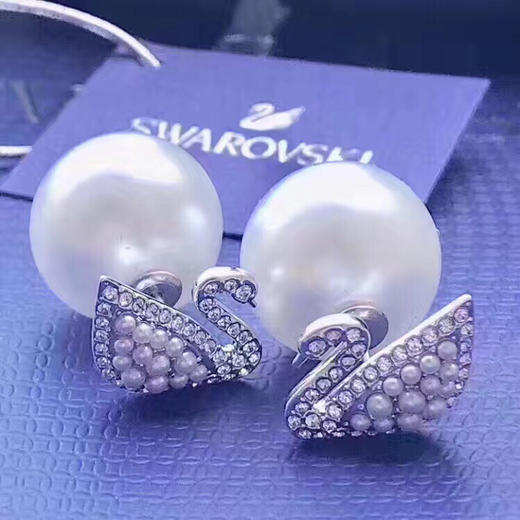 施华洛世奇新款珍珠天鹅多用法耳钉