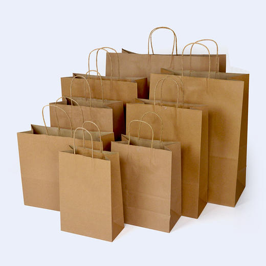 喇叭花 牛皮纸手提袋外卖食品纸袋面包袋子甜品外卖打包袋50只 商品图7