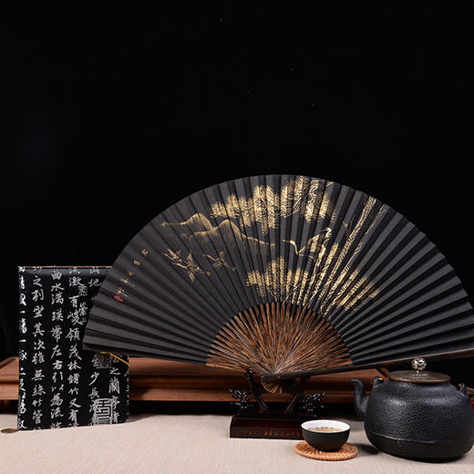 全棕黑纸扇王星记折扇非遗手作珍品