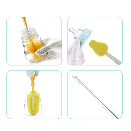 zolitt多功能奶瓶水杯清洁套装 海绵洗奶瓶奶嘴吸管刷清洁刷套装 商品图4