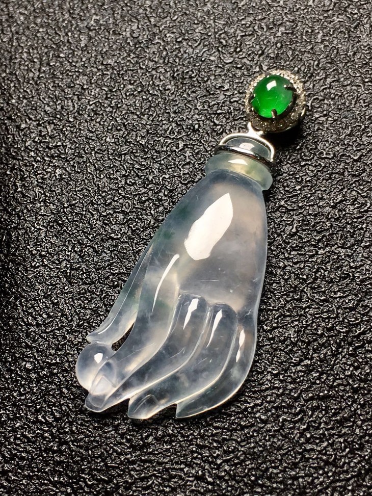 z1340翡翠高冰种佛手吊坠