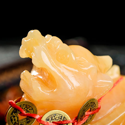 【财】黄玉貔貅摆件一对 环境布局家居安康 送底座、五帝钱 商品图4