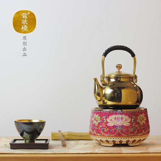 【莺歌烧旗舰店】宝珠梨形金面提梁壶 商品图1