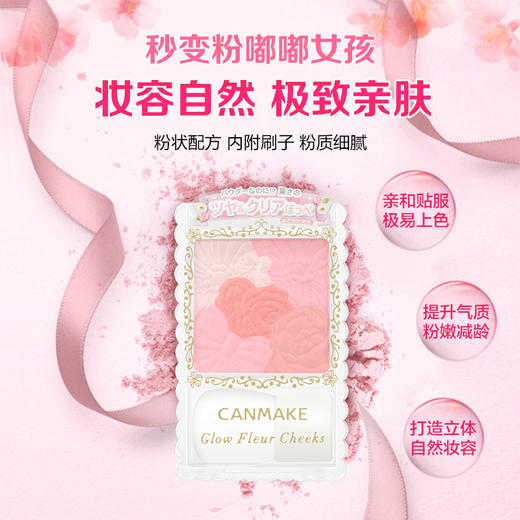 CANMAKE井田花瓣雕刻五色腮红(花漾柔哑/花漾瑰丽)6g   防水持久珠光哑光多色胭脂  粉状配方 内附刷子 粉质细腻 妆感自然 商品图5