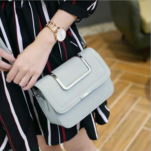 【服饰鞋包】韩版新款休闲铂金手提包时尚荔枝纹小方包单肩包 商品图0