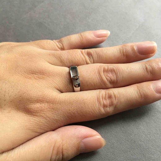 玻璃种飘花方形戒面翡翠戒指18k白金钻石镶嵌 商品图7