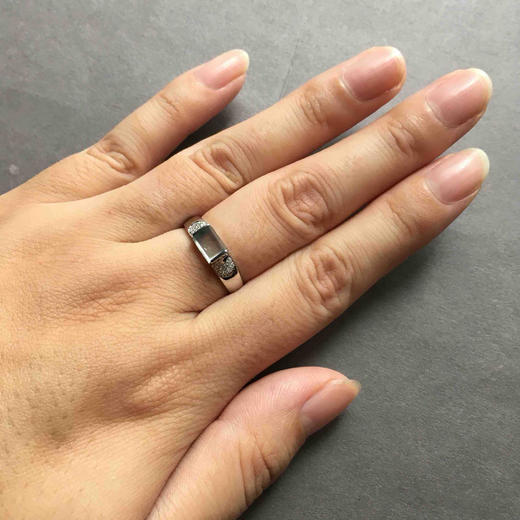 玻璃种飘花方形戒面翡翠戒指18k白金钻石镶嵌 商品图6