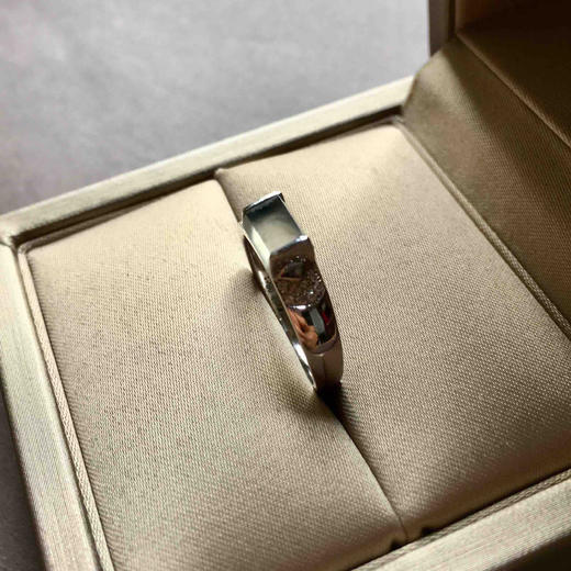 玻璃种飘花方形戒面翡翠戒指18k白金钻石镶嵌 商品图2