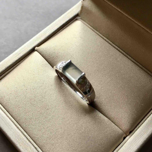 玻璃种飘花方形戒面翡翠戒指18k白金钻石镶嵌 商品图4