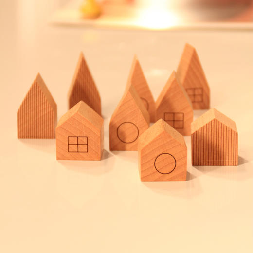 创意木质吸铁石留言板可爱屋顶冰箱磁性贴：榉木9个套装 商品图1