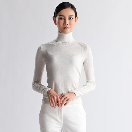 精纺双翻领挑孔女套衫 SJF18W251N 商品图1