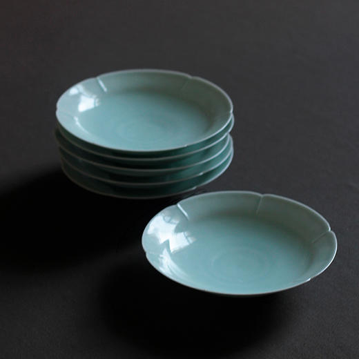 宋风湖田窑青白瓷葵口餐具清雅宋风点心蝶苏州园林花窗