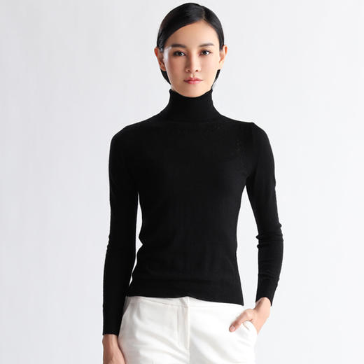 精纺双翻领挑孔女套衫 SJF18W251N 商品图0