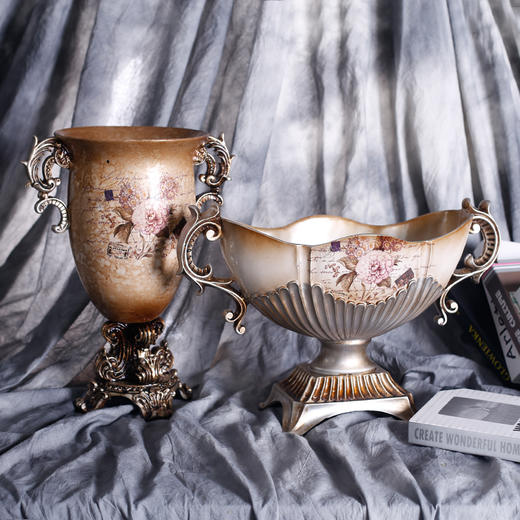 原野欧式古典风格高档树脂花瓶花器客厅酒店装饰摆件古典欧式花瓶 商品图2