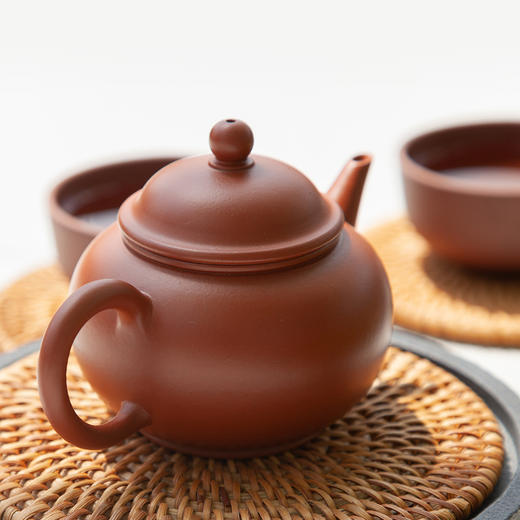 阳羡茶舍丨薄胎朱泥紫砂壶水平壶135ml配礼盒布袋礼袋