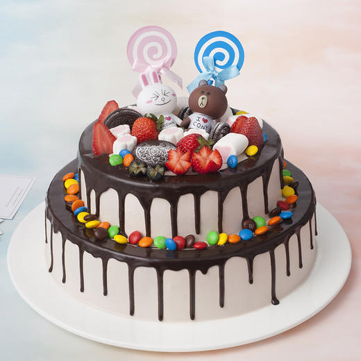 布朗熊与可妮兔-遇见LineFriends-多层【生日蛋糕】 商品图1