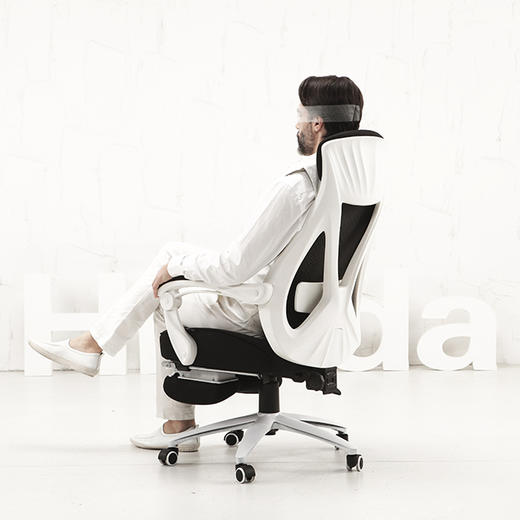 黑白调电脑椅 家用可躺午睡人体工学椅HDNY077转椅 舒适久坐办公椅 商品图5