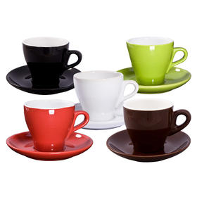 【器具】跳跃系列 Cappuccino专业卡布奇诺咖啡杯套组 黑／白／咖／绿／红五色