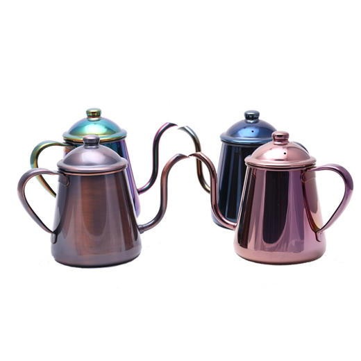 【器具】TAKAHIRO 精品咖啡手冲壶电镀不锈钢四色长嘴细口 日本进口 商品图0