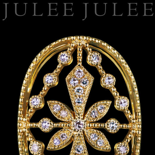 JULEE JULEE 茱莉茱莉 鸢尾花18k黄金钻石戒指 古典镂空 食指女戒 商品图4