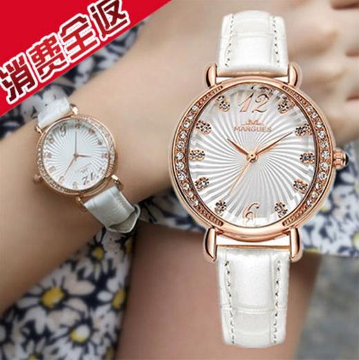 （手表）。女士手表皮带石英女表韩版时尚防水镶钻时装学生手表女款 商品图0
