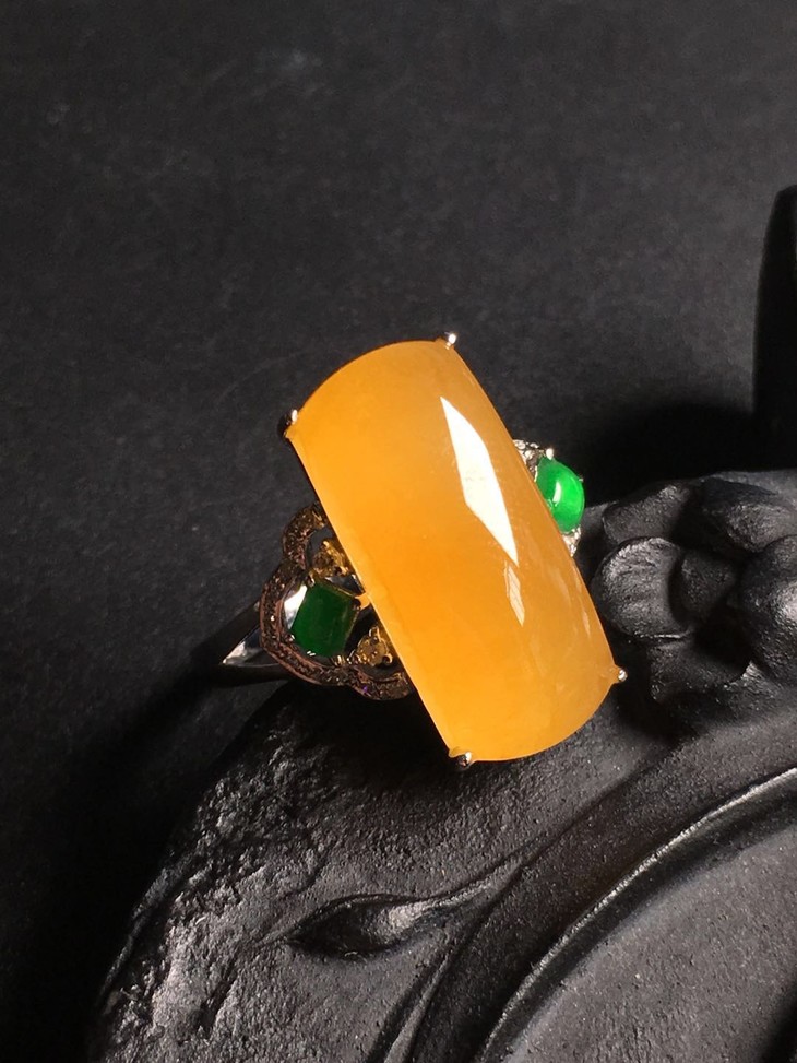 【11792】翡翠冰种黄翡马鞍戒指