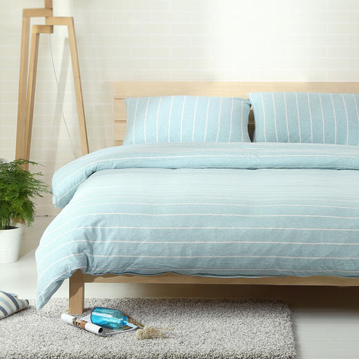【天竺棉四件套】天竺棉针织棉全棉四件套 纯色无印床单简约条纹纯棉被套床笠 商品图11