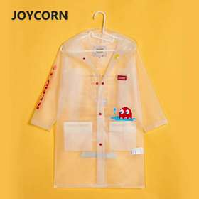 Joycorn吃豆人儿童雨衣雨披学生男女童3-9岁透明、透气、防水、带书包位｜猫大