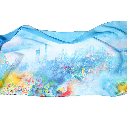 深圳手信桑蚕丝雪纺印花长巾50*180cm 商品图0