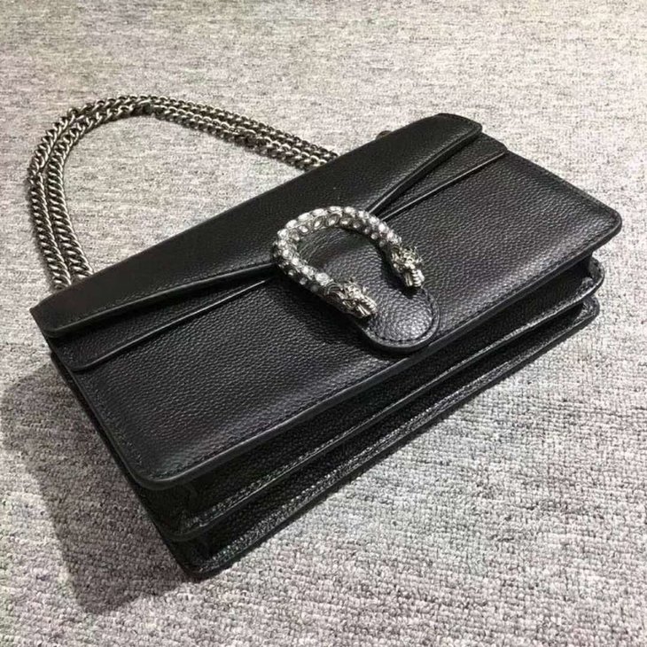 女士时尚舒适百搭头层荔枝纹黑色酒神链条包v070451