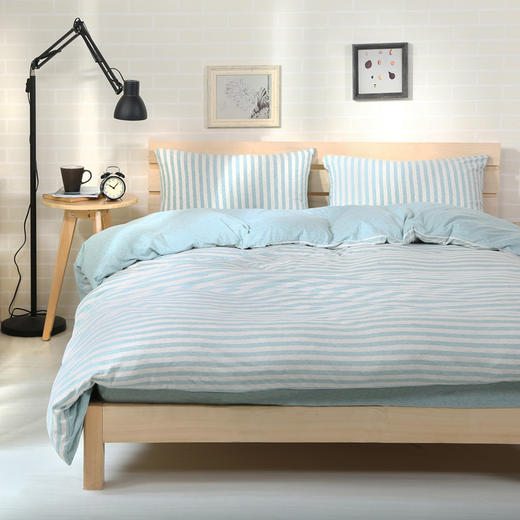 【天竺棉四件套】天竺棉针织棉全棉四件套 纯色无印床单简约条纹纯棉被套床笠 商品图12