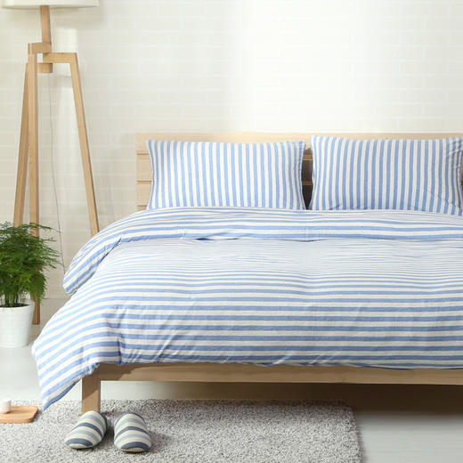 【天竺棉四件套】天竺棉针织棉全棉四件套 纯色无印床单简约条纹纯棉被套床笠 商品图7