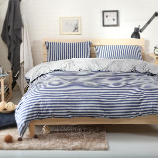 【天竺棉四件套】天竺棉针织棉全棉四件套 纯色无印床单简约条纹纯棉被套床笠 商品图3