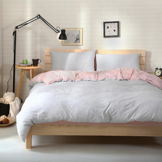 【天竺棉四件套】天竺棉针织棉全棉四件套 纯色无印床单简约条纹纯棉被套床笠 商品图1