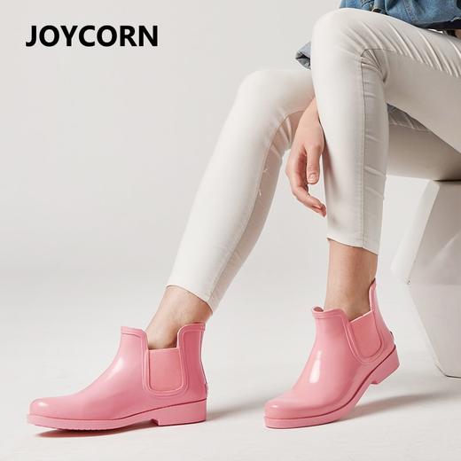 Joy Corn春季切尔西成人雨鞋防滑短筒纯色防水鞋女士橡胶雨靴胶鞋 商品图0