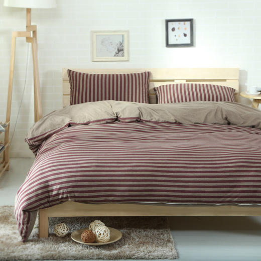 【天竺棉四件套】天竺棉针织棉全棉四件套 纯色无印床单简约条纹纯棉被套床笠 商品图6