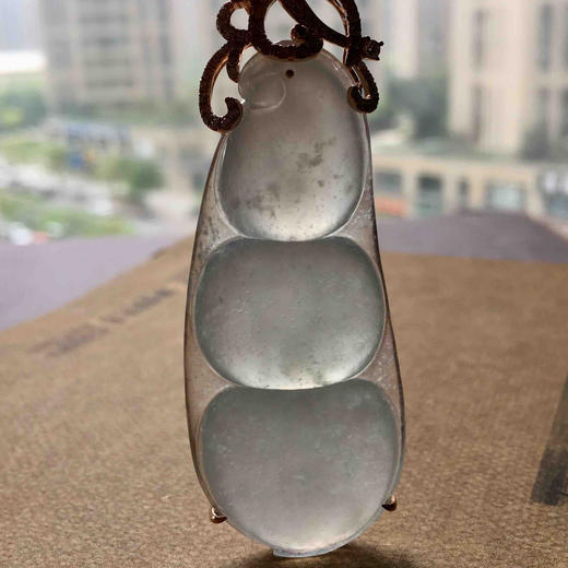 冰种翡翠超大福豆18k玫瑰金钻石镶嵌 商品图8