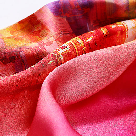 深圳手信桑蚕丝素绉缎印花长巾50*180cm 商品图1