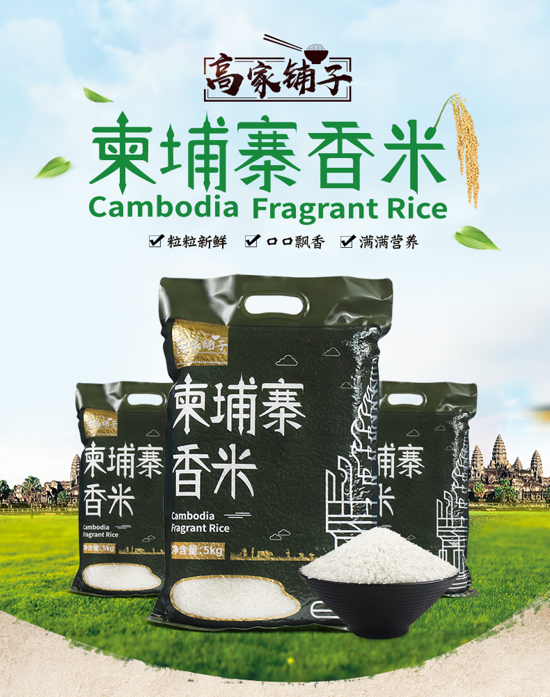 高家铺子柬埔寨香米大米5kg袋10斤装